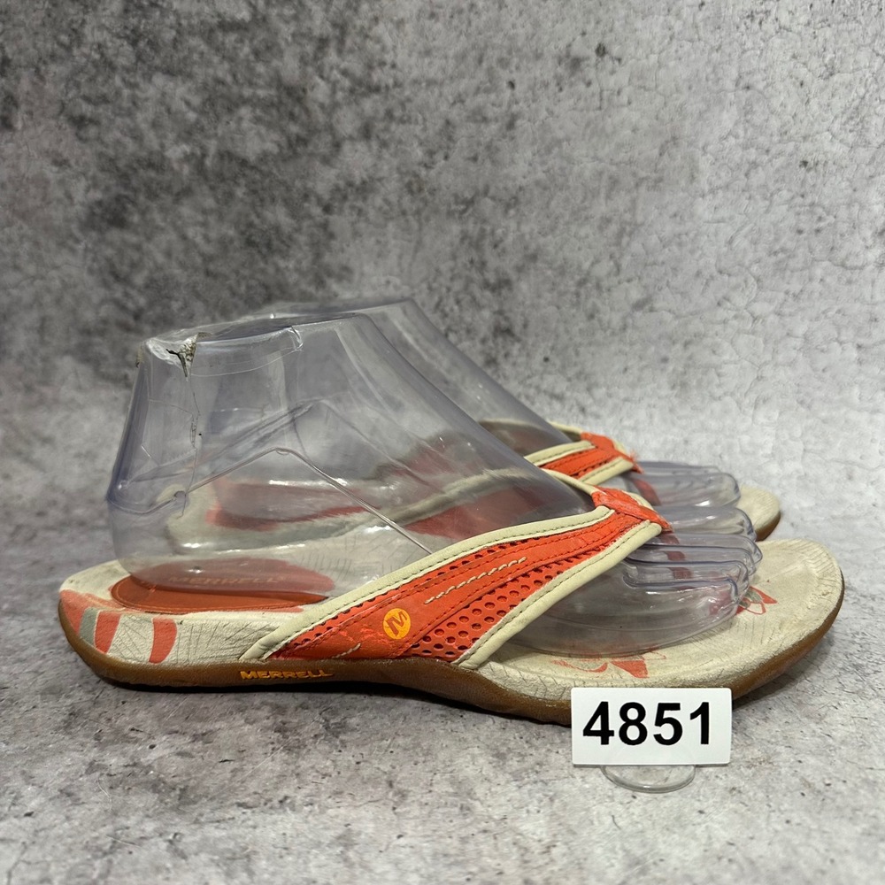 Merrell Lorelei Thong Sandals Womens 8 Orange Lychee Floral Casual Flip Flops